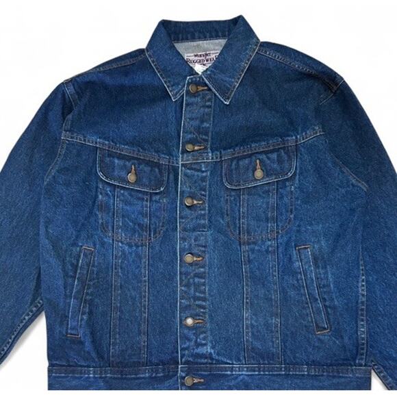 Vintage Wrangler Rugged Wear Men’s Blue Jean Denim Jacket NWT Size L - Picture 4 of 8